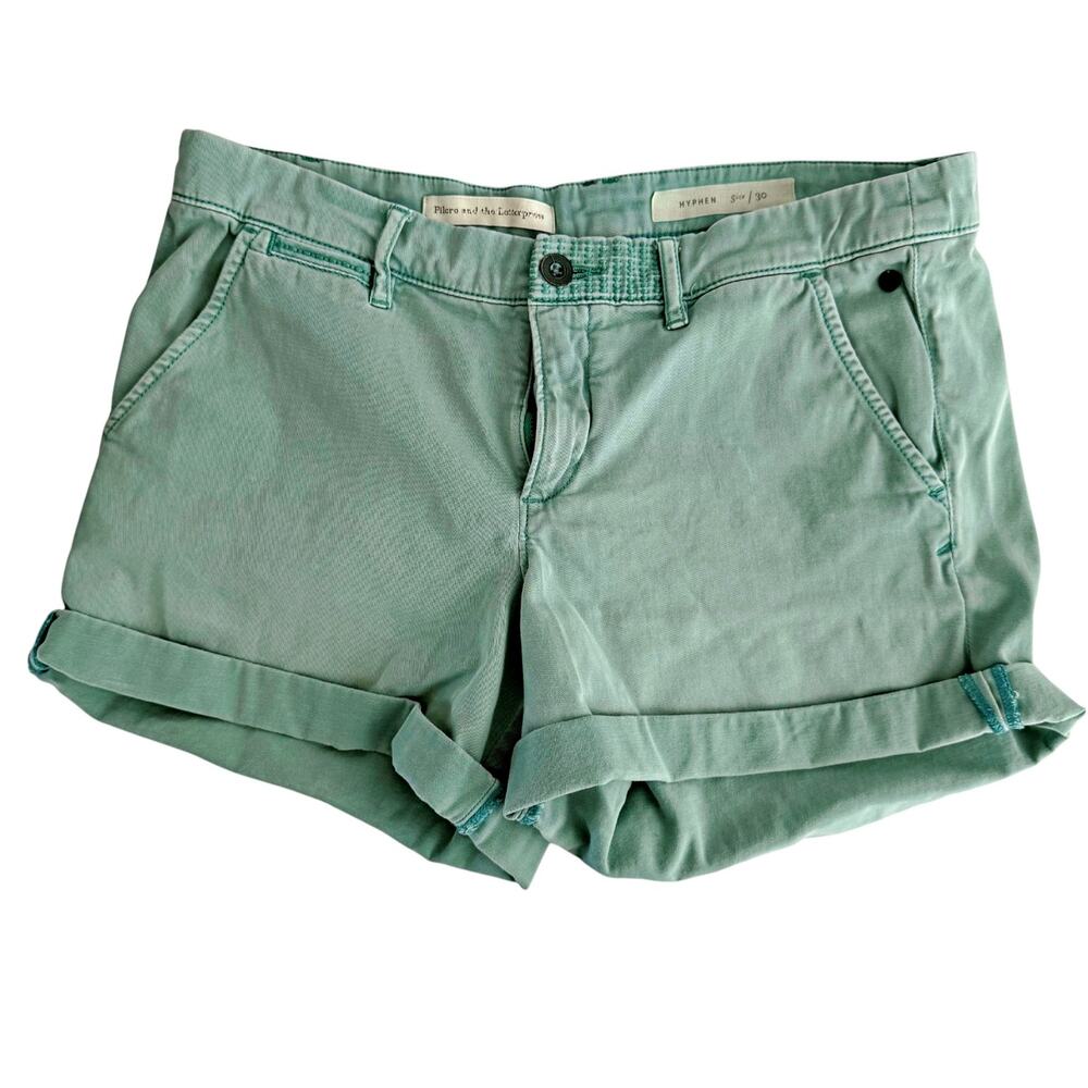 Pilcro and the Letterpress Mint Green Rolled-Hem Women's Shorts